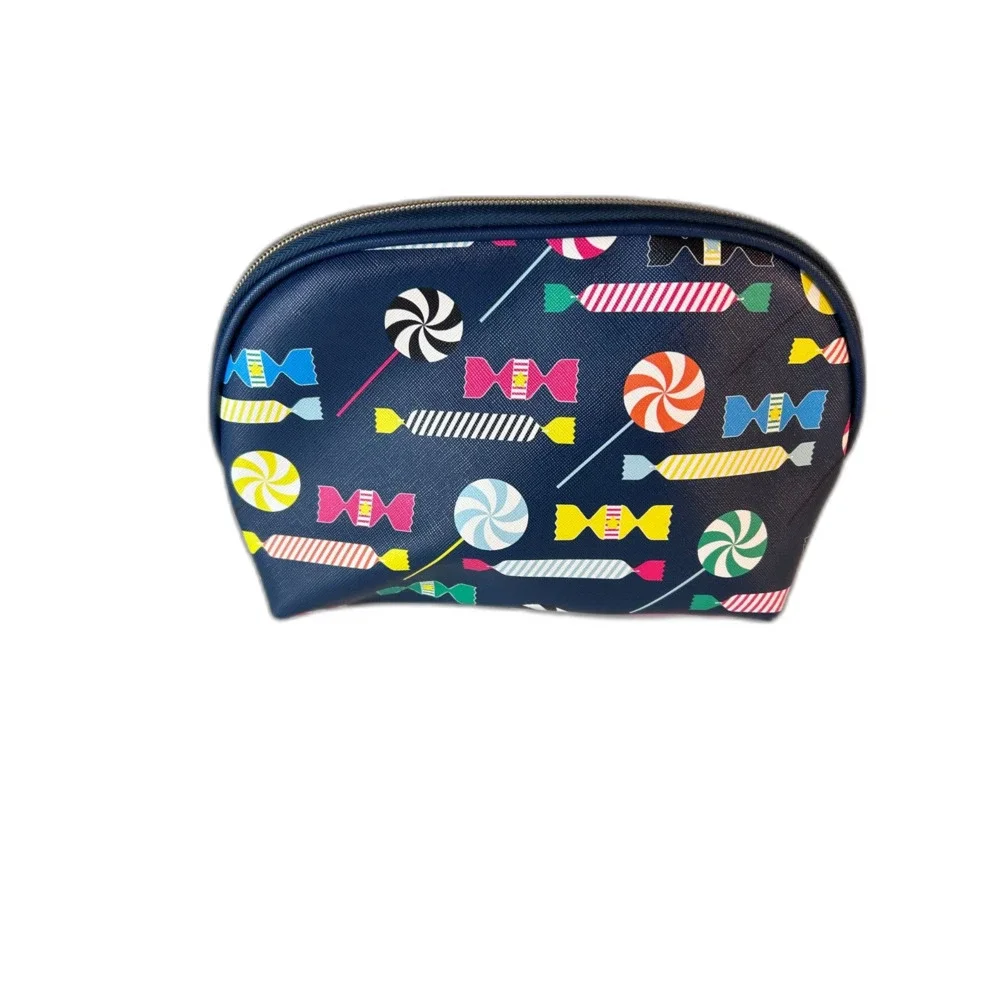 Dabney Lee NWOT Navy Multicolor Candy Print Zip Top Cosmetic Bag